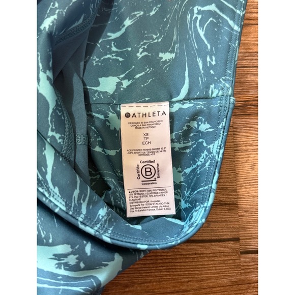 Athleta Ace‎ Print Tennis Skort XS Teal Marble Golf Pickleball Activewear NWOT - Picture 3 of 5